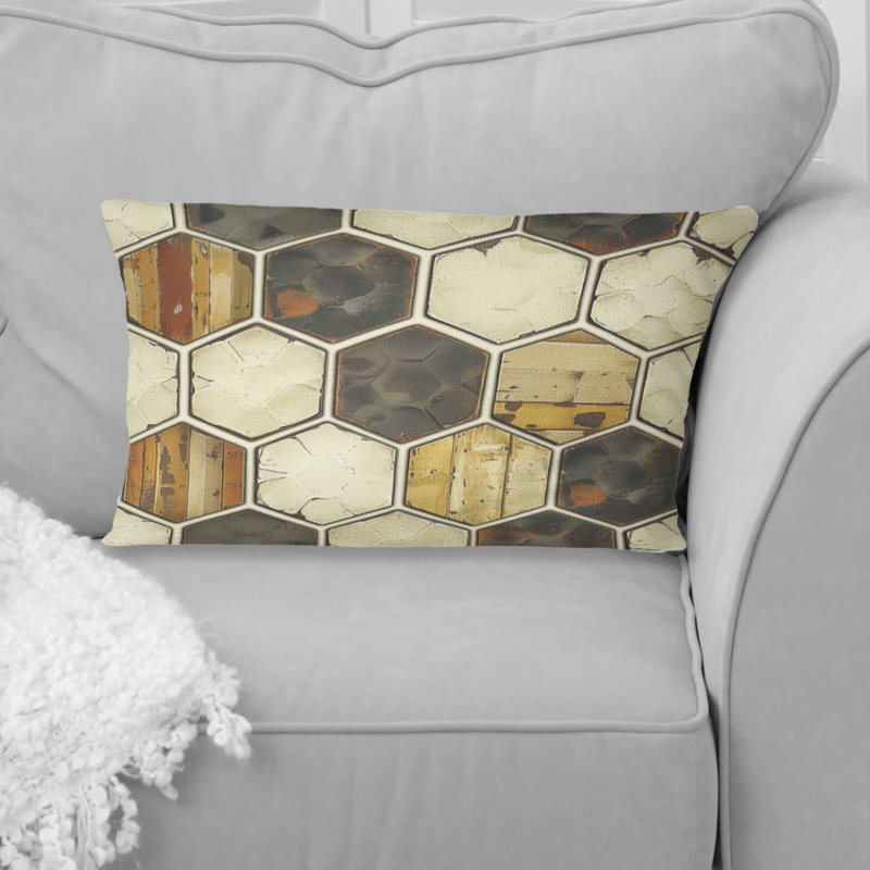 Carreaux hexagonaux brun crème - Coussin lombaire moderne