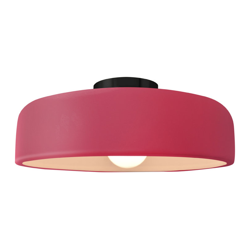 Plafonnier semi-encastré en céramique Dottie, Cerise, Noir mat, H 6,5 po x l 16 po x P 16 po