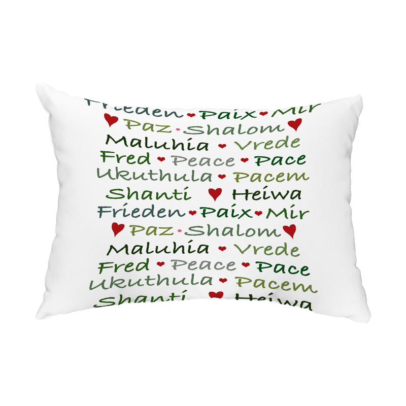 Housse et insert de coussin lombaire intérieur / extérieur Words of Peace, Vert