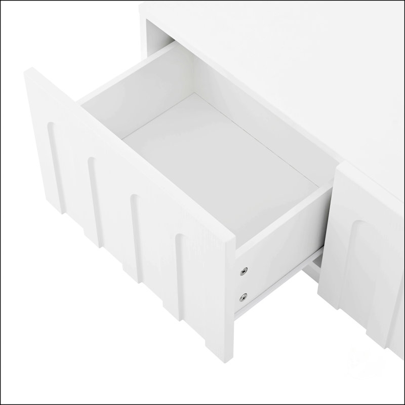 Meuble télé élégant au design arqué, Blanc