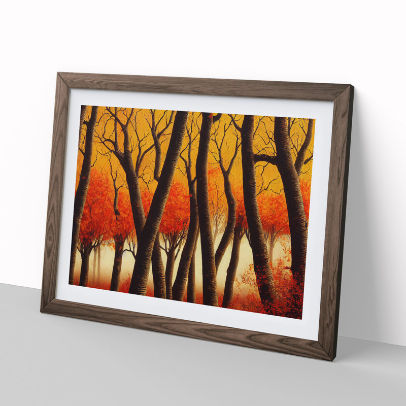 An Enigmatic Autumn Forest - Framed Print, 46cm H x 64cm W x 2cm D, Walnut