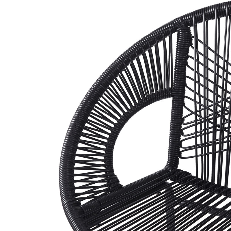 Patio d'extérieur en simili noir de 2 avec forme ergonomique et finition facile à entretenir en fer pour l'arrangement des sièges