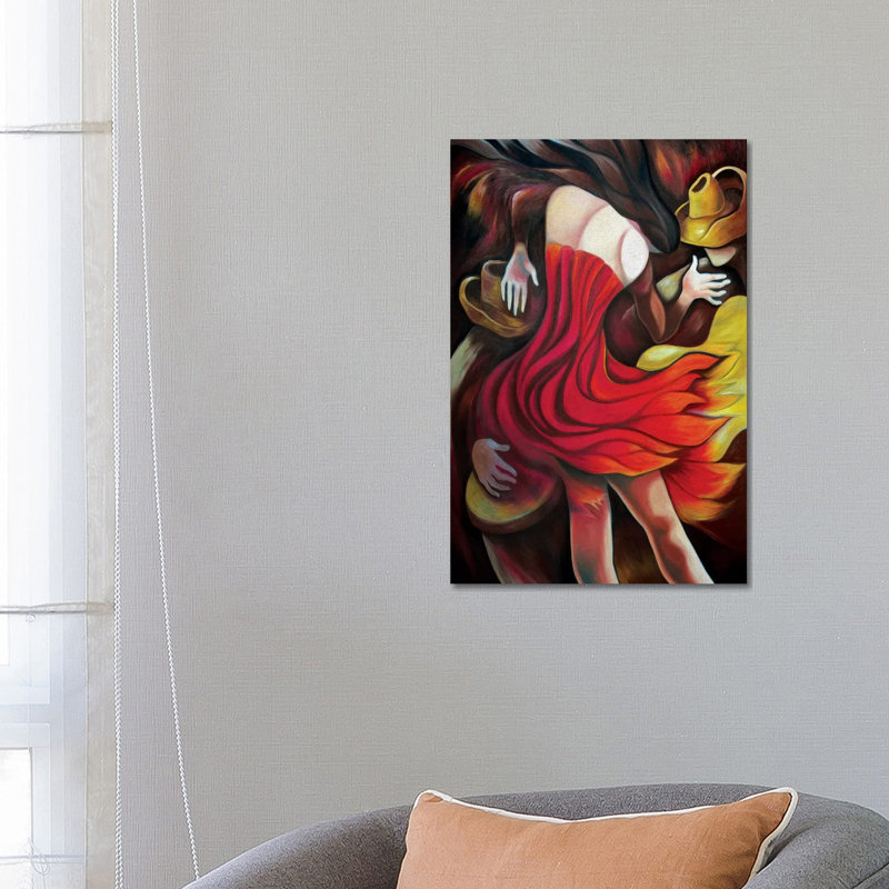 Rumba Of Fire by Dixie Miguez - Painting on Canvas, Black Framed, 66.04cm H x 45.72cm W x 3.81cm D