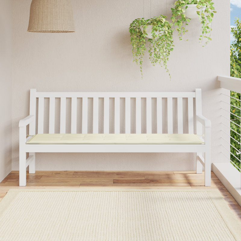 Outdoor Seat Cushion, Cream, 1.2" H x 70.9" W x 19.7" D