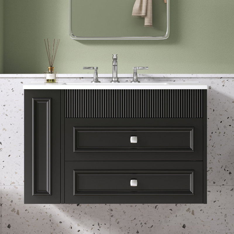 30'' Floating Bathroom Vanity With Ceramic Sink, Black