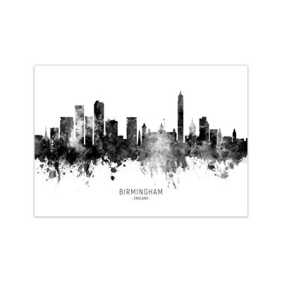 Birmingham England Skyline Black White City Name by Michael Tompsett - Print