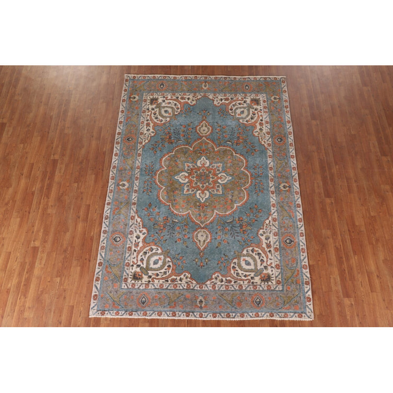 Tapis de salon bleu surteint 6x9