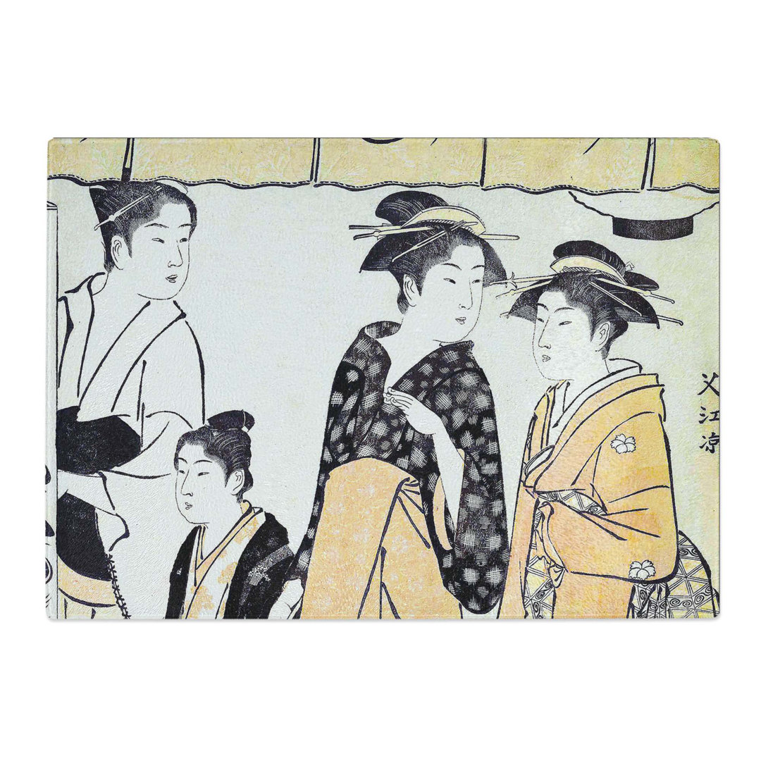 Tempered Glass Sako No Suzumi by Torii Kiyonaga Chopping Board