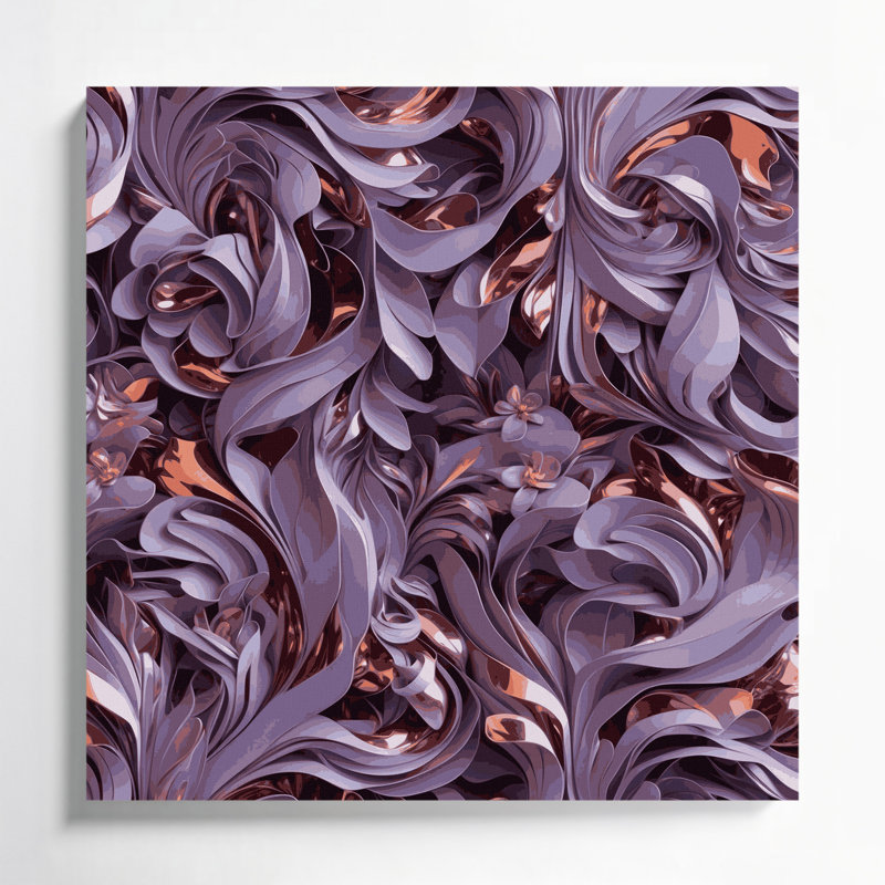 «Abstract Florals 59», art mural sur toile mauve, 16" H x 16" W