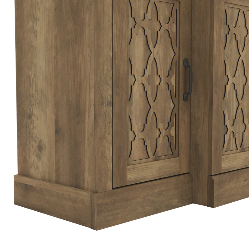 Chessani 59.1" W 4 Door Wide Sideboard with Adjustable Shelves, Knotty Oak