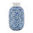 Decorative Ceramic Geometric Table Vase for Home Decor - Patterned Flower Vase for Shelf Styling and Living Room Display, Blue-1419264248