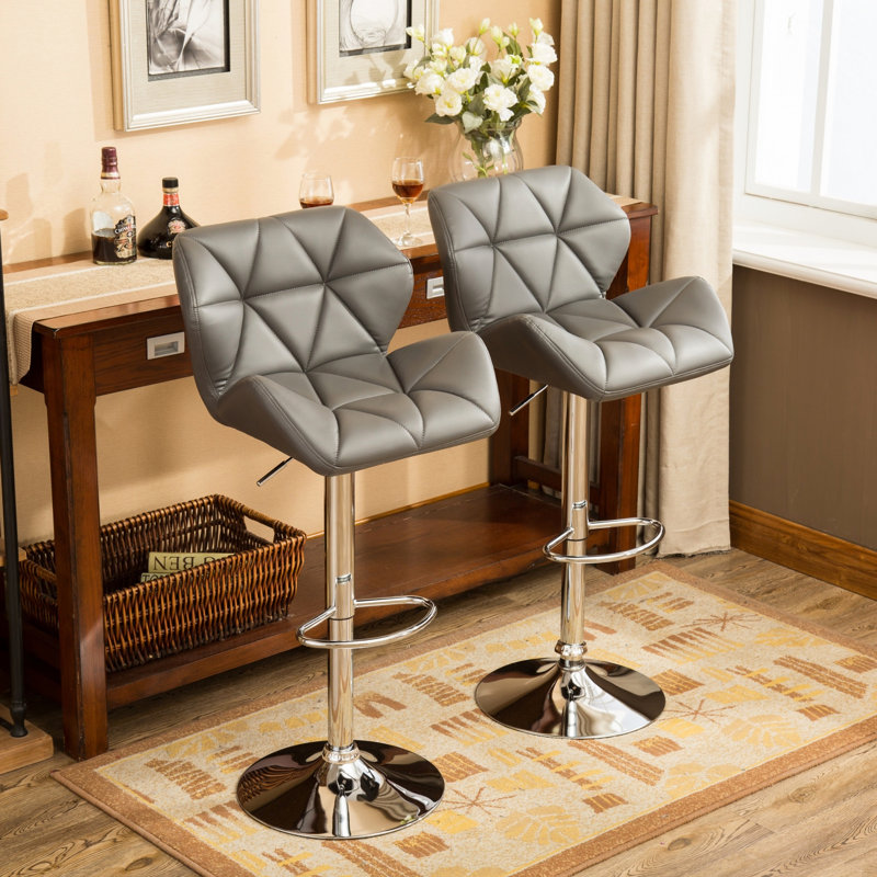 Diljana Swivel Upholstered Counter Stool with Metal Frame, Gray