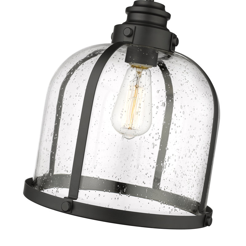 Luminaire suspendu en forme de dôme à 1 lumière Barbour, Noir mat, H 61 po x l 12,25 po x P 12,25 po