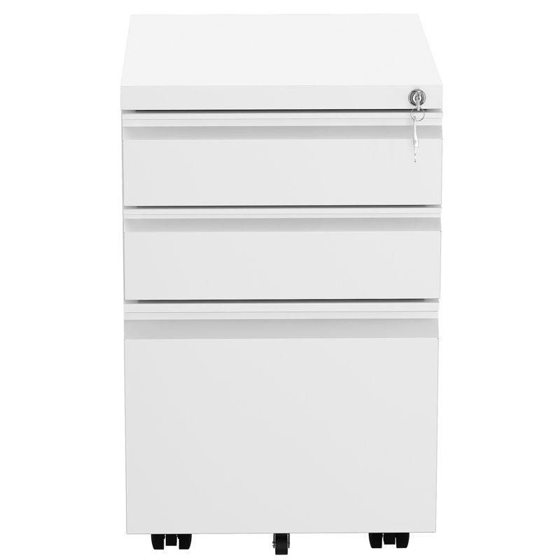 3 Drawer Steel File Cabinet, White
