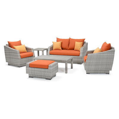 Cannes 6 Piece Love and Club Deep Seating Group with Cushions