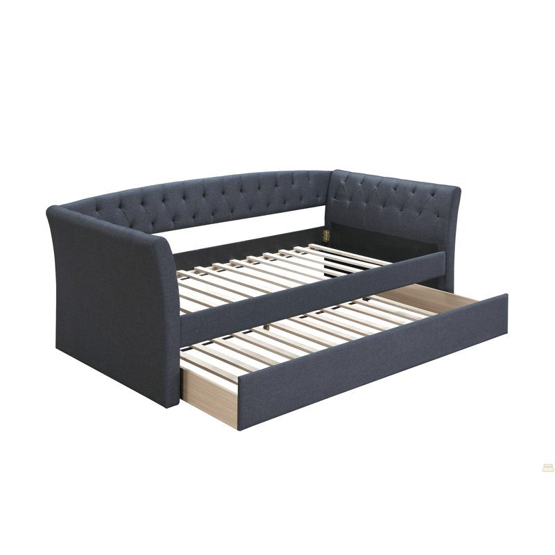 1Pc Day Bed W/ Trundle Button Tufted