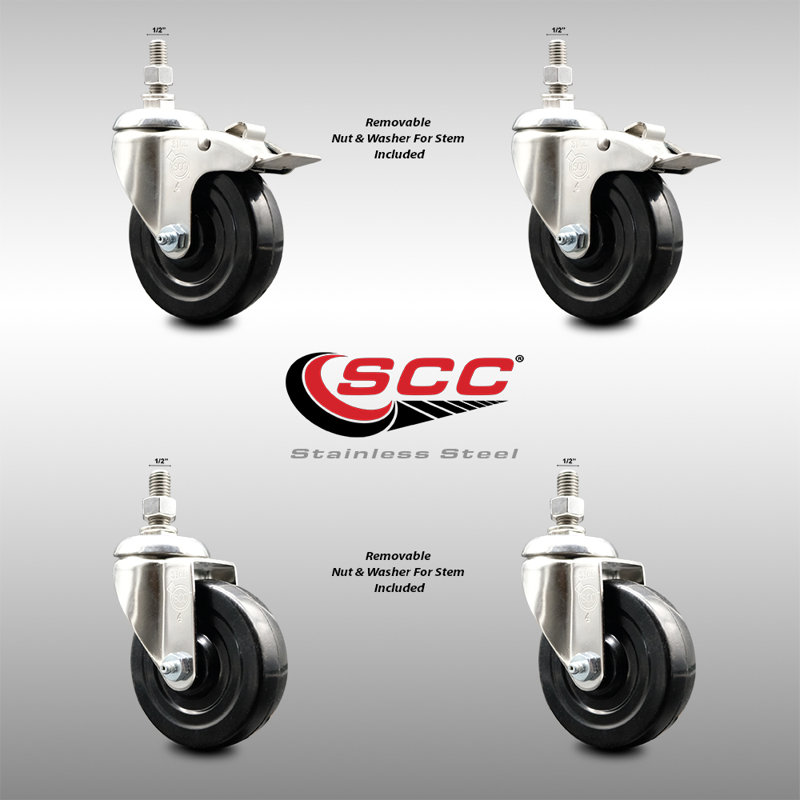 4 Piece Hard Rubber Swivel Caster Set