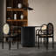 Table de salle à manger noire tendance avec placage de chêne, 47,2 po x 47,2 po x 29,5 po, base fabriquée à la main pour le café