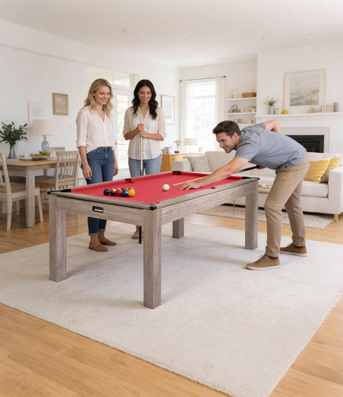 Table de billard 7 pi avec finition rustique - ensemble complet pour salle de jeux
