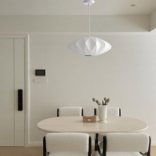 1-Light Pendant Light White Lantern for Living Room Dining Room Bedroom
