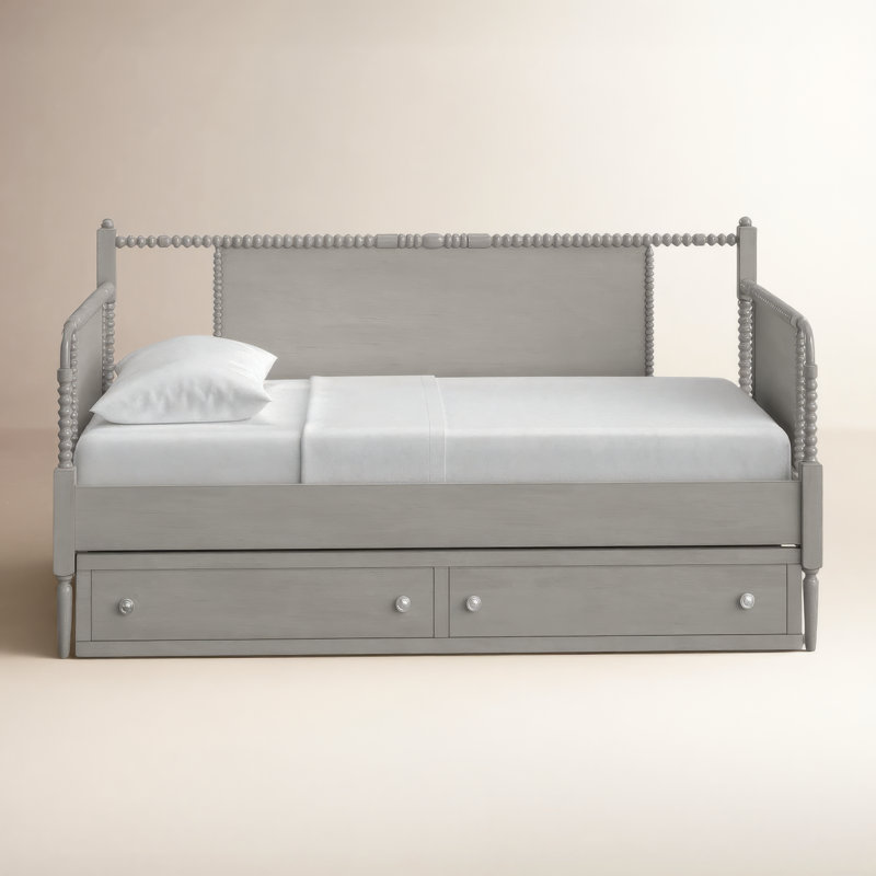 Delaria Turned Leg Daybed with Trundle - Twin, Antique Gray