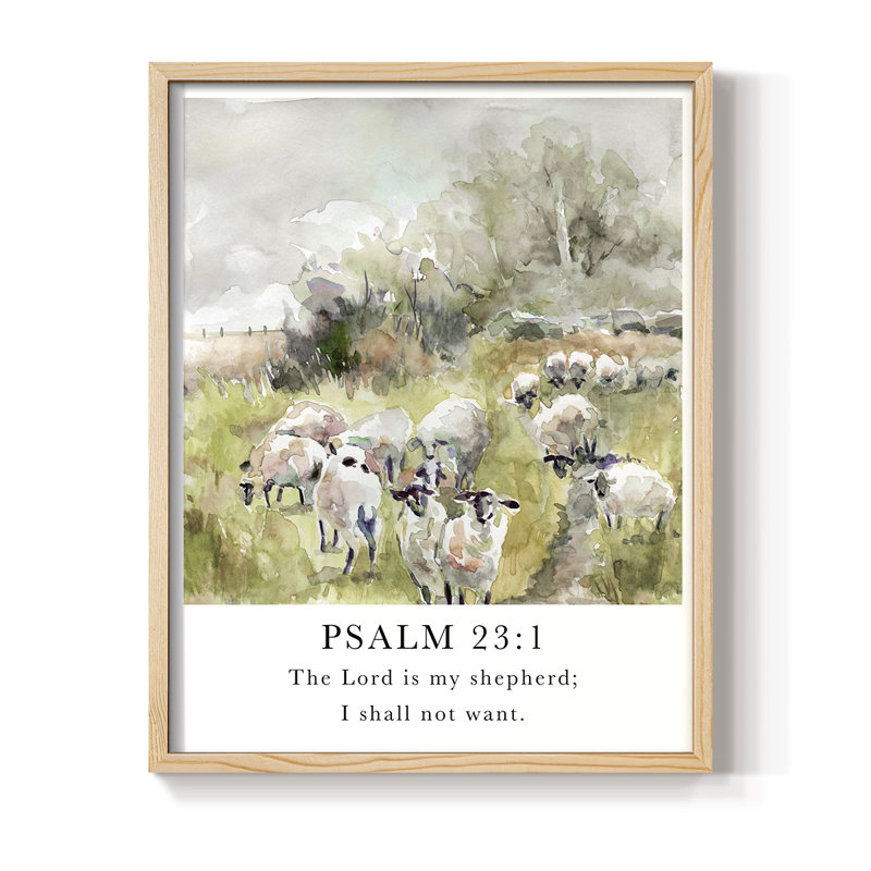 Psaume 23: 1, reproduction encadrée - bois massif, H 11 po x l 9 po, Naturel