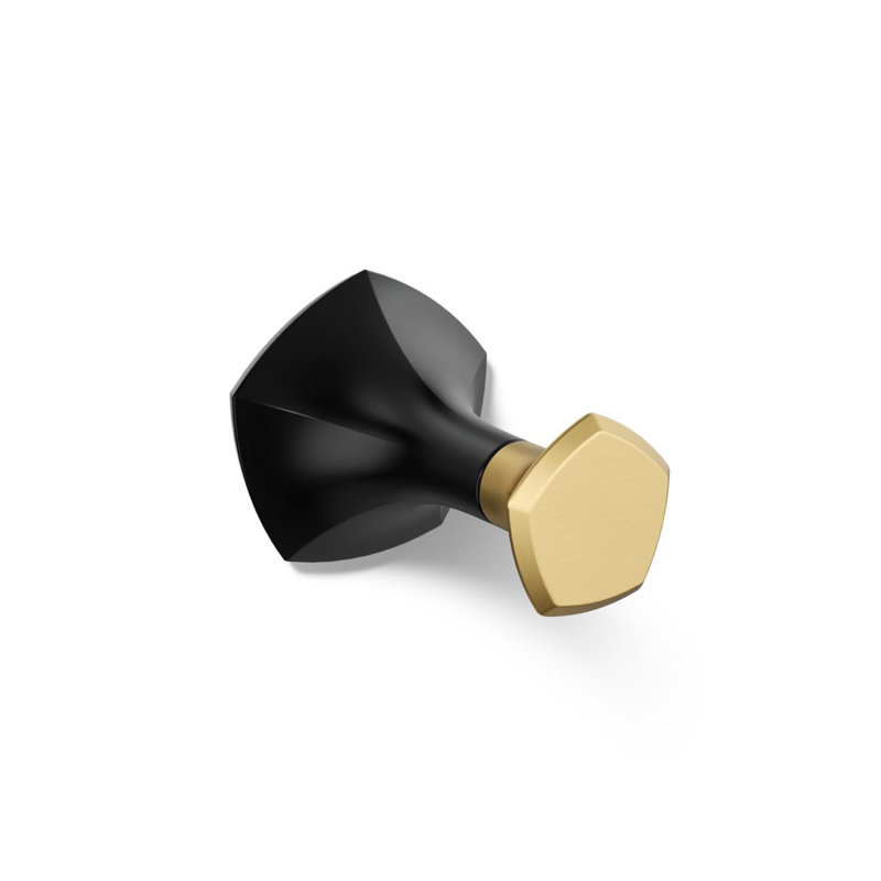 Occasion Wall Mounted Robe Hook, Matte Black/Moderne Brass