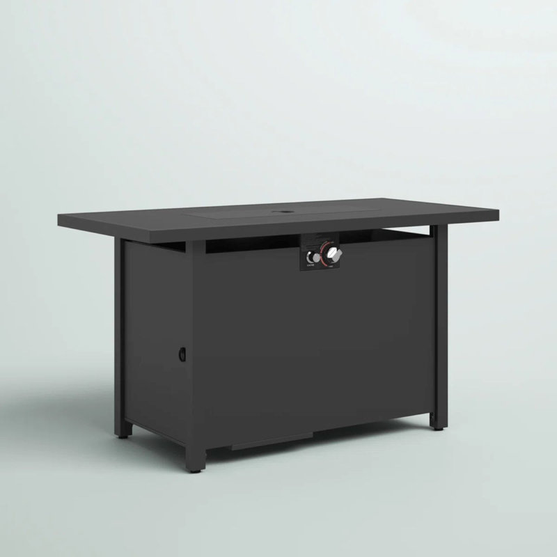 Table de foyer d'extérieur en acier avec couvercle, H 25 po x l 22 po x P 43 po, Dark Grey
