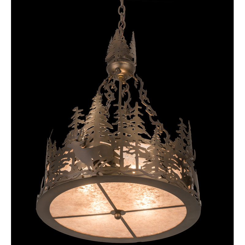 Rustic Lodge 4 - Light Chandelier, Antique Copper, Silver