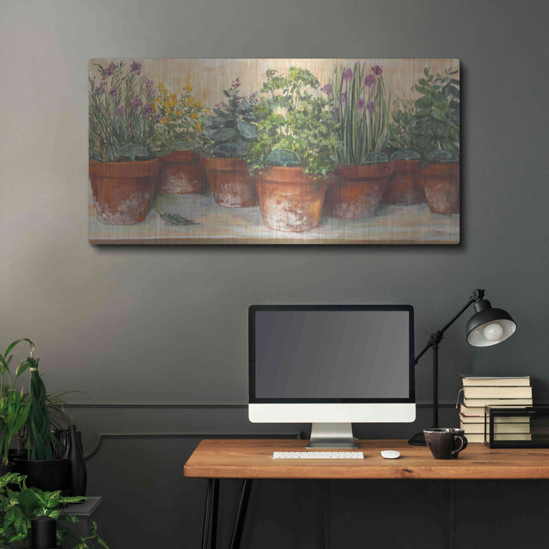 Art mural en métal «Country Herbs» par Carol Rowan, H 24 po x l 48 po 