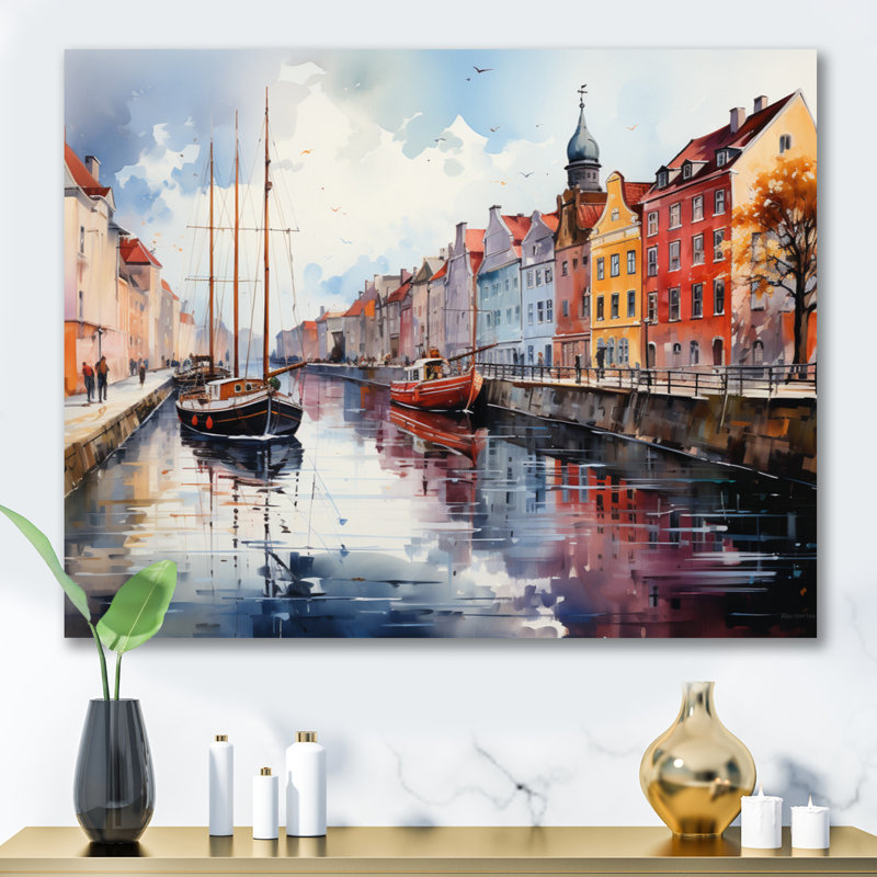«Danemark Canal Promenade I», reproduction sur toile, Toile tendue, H 34 po x l 44 po x P 1,5 po