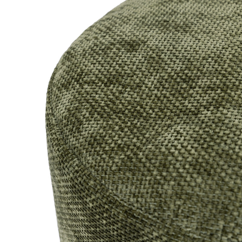 55cm Wide Round No Pattern Pouffe Ottoman, Olive