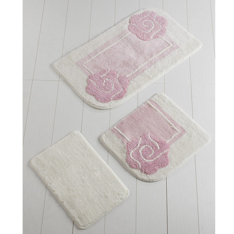 Luxurious Acrylic Bathmat Set (3 Pieces), Antibacterial Non-Slip | Includes 15.7 x 23.6 in, 19.7 x 23.6 in, 23.6 x 39.4 in | 100% Acrylic, Pile Height: 0.7-1.2 in | Machine Washable, Soft & Comfortable for Your Bathroom