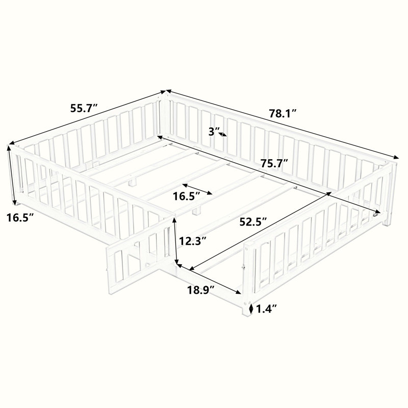 Lit plateforme Jalaycia, gris