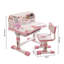 Ensemble de chaise de bureau, ensemble de chaise de bureau à motif de bureau élargi pour enfants, table d'étude à hauteur réglable avec tiroir (rose)