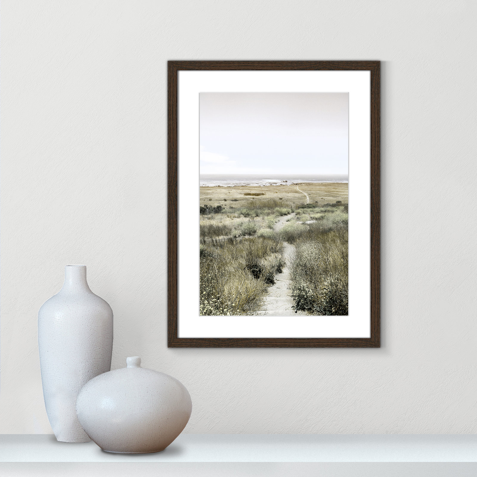 Toscani "Footpath to Paradise" Print, 17 W x 23 H x 0.75 D, Walnut Wood Grain
