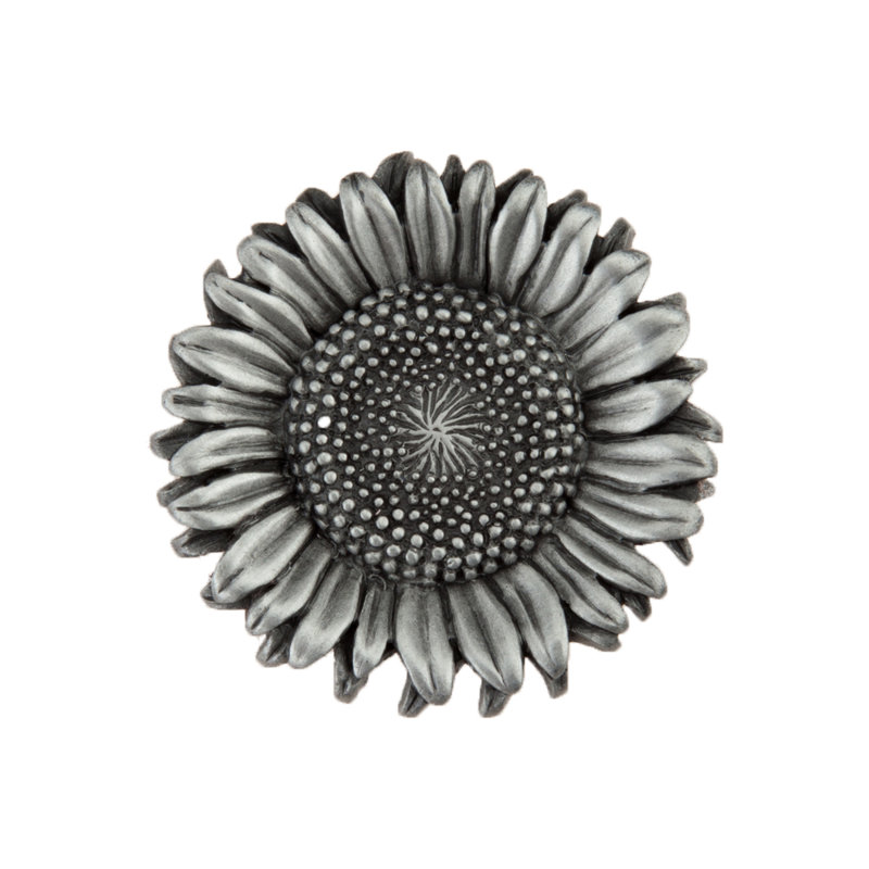 Sunflower Cabinet Knob, Antique Pewter