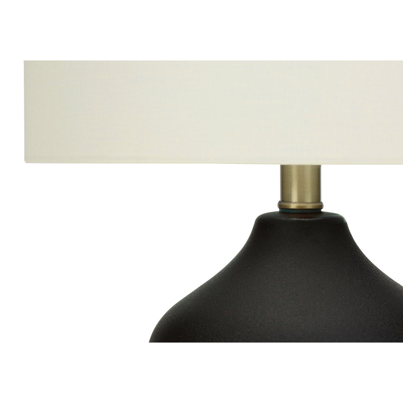 Lighting, Table Lamp, Black, Ivory, 15" H x 13" W x 13" D