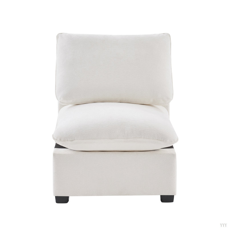 30*26" Single Seat Module For Modular Sectional Sofa,Deep Seat,Chenille,2 Colors, White