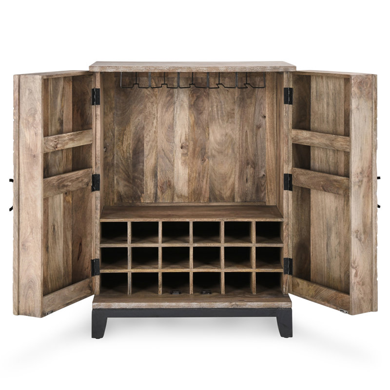 Viva 36'' Bar Cabinet, Iron/Beige/Black
