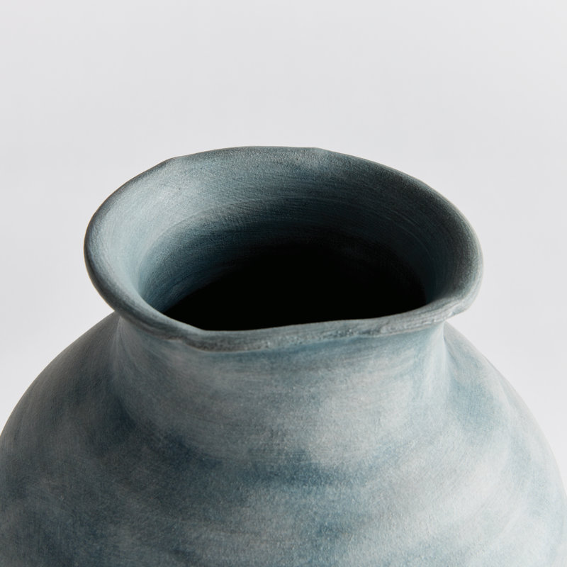 Ambretta Handmade Terracotta Table Vase, Blue, 14" H x 10.50" W x 10.50" D