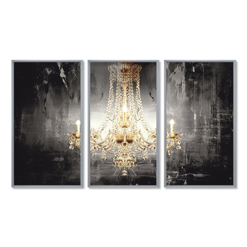 Robicheaux - Ensemble d'impressions murales lustre Glam, H 28 po x l 36 po x P 1 po, Encadrement argenté