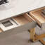 Bureau blanc rectangulaire à 6 tiroirs-108295558
