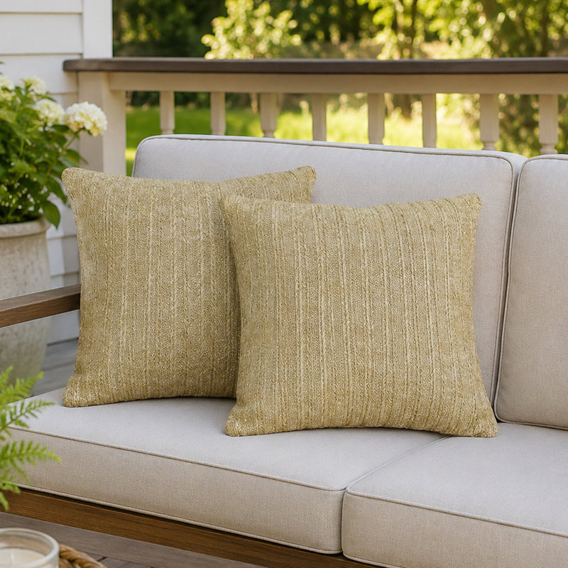 Ensemble de 2 coussins décoratifs avec inserts tissés pour une utilisation intérieure et extérieure