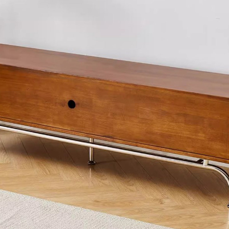 Meuble télé en rotin rétro, Bois brun foncé
