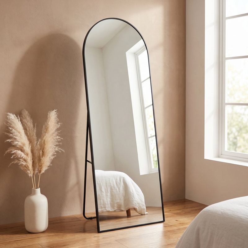 Miroir de plancher pleine longueur en aluminium et miroir mural Nano, Black, Arche