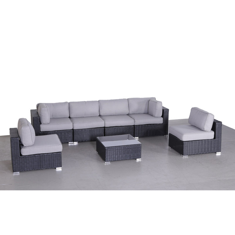 Ringwald Wicker Fully Assembled 6 - Person Seating Group with Cushions