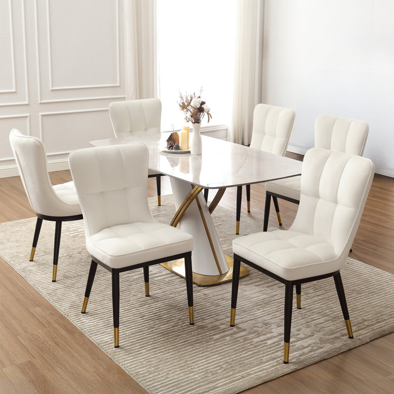 Guitierrez Velvet Upholstered Parsons Chair, Cream