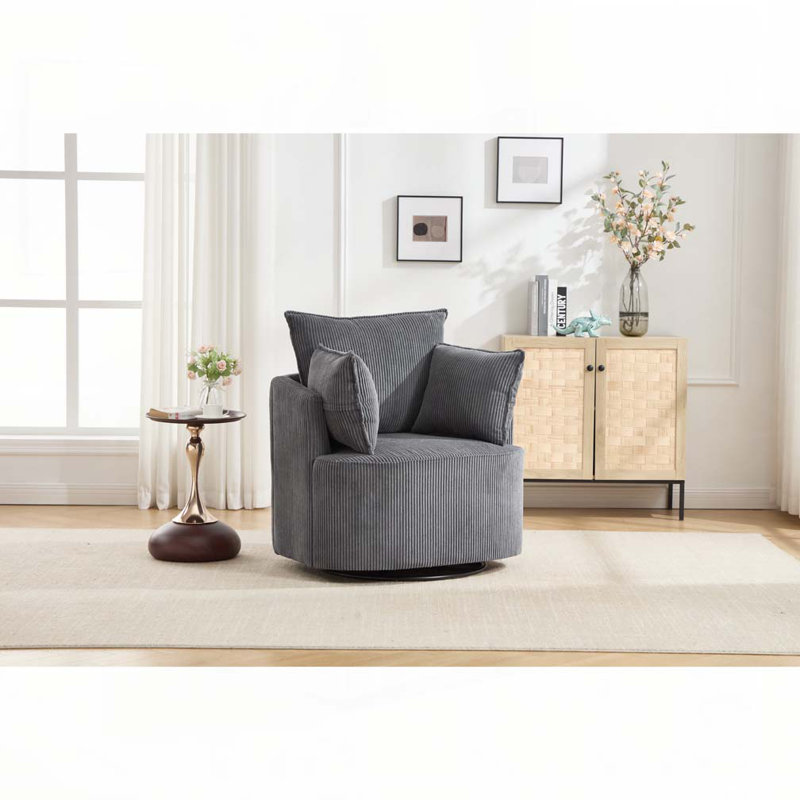 Chaise pivotante rembourrée en velours côtelé, Gris