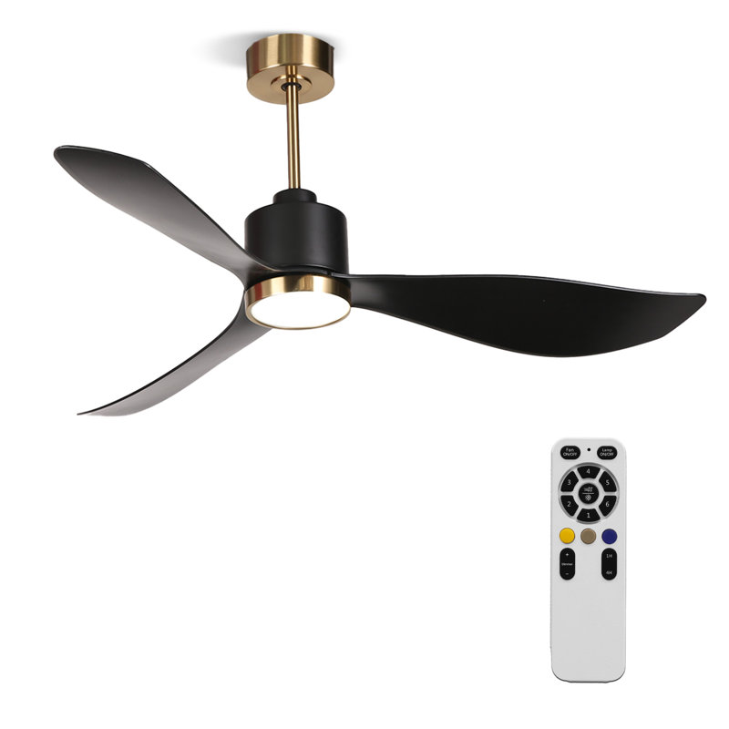 Ceiling Fans with Lights and Remote 52 Inch, 3 Blades LED Ceiling Fans with 6 Speeds for Bedroom, Living Room, Kitchen, Reversible Quiet DC Motor, Timer, Dimmable, Black